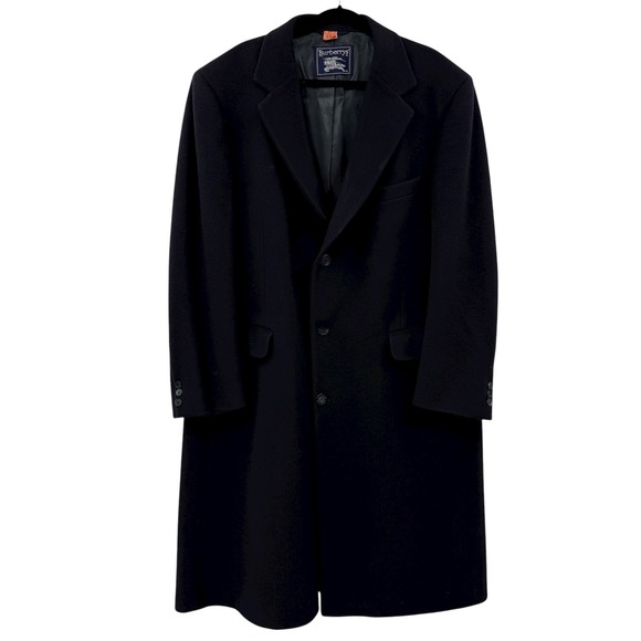 Men's vintage burberrys' 100% lambs wool trench coat single breasted navy blue - Picture 1 of 12